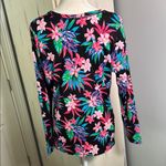 Croft & Barrow  Black and pink tropical Floral Swim Rashguard Photo 3