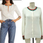 Boden Lytton Sparkle Cardigan‎ Sweater Ivory Rainbow Style US 4 White Photo 1