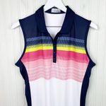 Callaway NEW Golf White Abstract Gradient Stripe Color Block Dress Size Large Photo 4