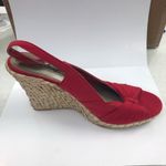 Solanz Red Open Toe Wedge Sandals Photo 4