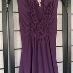 Heart soul  Sleeveless Ruffle V-Neck Blouse Shirt Purple Small Photo 0