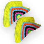 True Vintage Acrylic Wool Slippers Multicolor Triangle Shape Never Worn Blue Size 7 Photo 9