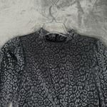 Calvin Klein Calvin‎ Klein Dress Womens 8 Black Silver Cheetah Leopard Print Ruched Edgy Punk Photo 4