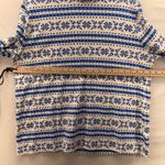 Lands End Womans Mock Neck Size XL Fair Isle Nordic Snowflakes Winter Holiday Blue Photo 10