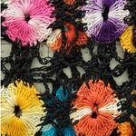 Handmade Black Crochet Multicolor Flower Tunic Swim Cover Top Small Photo 4