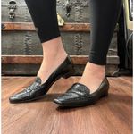 Talbots Vintage Croc Embossed BlackLeather loafers Minimalist Size 7 Photo 4