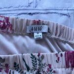 AUW  Floral Midi Dress Women’s Medium Beige Red Short Sleeve Boho Peasant Western Photo 10