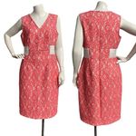 Worthington Women's Sleeveless V-neck Pink and White Lace Dress Size 12 Wedding Photo 1