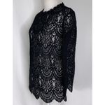 ZARA  Black Long Sleeve Lace Overlay Casual Cocktail Snug Fit Top S NWT Photo 5