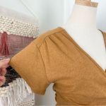 Free People  Fauna Jersey Knit Wrap Romper Short Sleeve Mustard Size XS NWT Photo 4