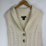 Eddie Bauer Cable Knit Sweater Vest Cardigan Sz Large Wool Blend Button Front Photo 2