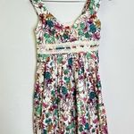 Sundance Catalog Linen Sleeveless Floral Dress Cross Lace Front Fit & Flare P2 White Size 2 Photo 1