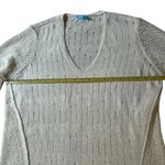 J. McLaughlin Cream V-Neck Open Stitch Long Sleeve Knit Sweater Size Large Photo 1