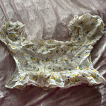 ZARA White floral  cropped blouse  Photo 0