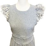 Saylor  NWT Smocked Mini Dress Size Large Blue Pinstripe Eyelet Coquette Preppy Photo 5