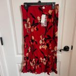 Band of the Free Womens Heart Beat Floral Midi Skirts Side Slit Large Red NWT Photo 1