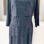 Tahari  Layered Space Dye Dress, Green Size 14 Photo 0