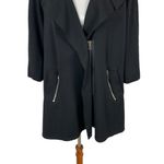 John Mark  Jacket Small Black Zip Up Blazer Classic Career Chic Stretch Photo 2