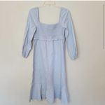 7 For All Mankind Linen Cotton Blend Smocked Puff Sleeve Blue NWT Medium Photo 3