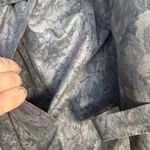 London Fog Vintage 70s Floral Jacquard Trench Coat Gray Purple Belted 10 Petite Photo 5