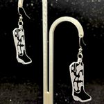Cowboy Boot Earrings in Black and White Photo 2