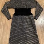 Fernando Sanchez Vintage brocade eyelet Long Sleeve black gold midi retro Dress Size XS Photo 0