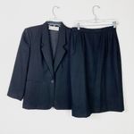 Vintage Evan Picone Black Wool Blazer & Skirt Suit Set Size 8 Photo 3
