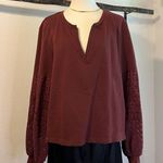 Anthropologie Cotton Crochet Balloon Sleeve Cropped Oversized Sweater Size Large Photo 1