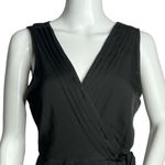 Modcloth  Shirt Womens Medium Black Wrap Blouse Satin Sleeveless True Wrap Casual Photo 3