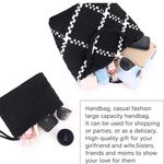 Ahdorned Black White Lily Woven Neoprene Large Tote With Pouch Purse Shoulder Bag Photo 6