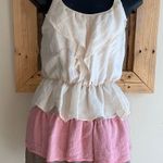 Chesley Boho Ruffled Layered Top Cream Coral Khaki Size Small Photo 0