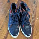 Sarah Flint CHARLOTTE BLUE Leather Tartan Plaid Check High Top Sneakers US 6.5 Photo 2