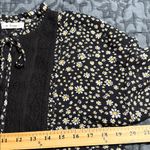In Bloom  size medium peasant blouse daisy pattern black lace panel tasseled neck Photo 8