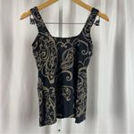 Popina Medium Made in USA Boho Fitted Tank Swim Top Tankini Neutral Square Neck Tan Photo 1