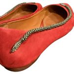 Schutz Simone Red Nubuck Ballet Flats – Jeweled Snake Embellishment, Size 6B Photo 5