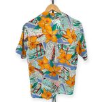 Diane Von Furstenberg Y2K  Tropical Postcard Print Short Sleeve Button Down sz 8 Photo 5