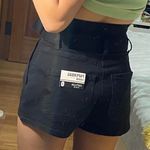 Black High Rise Paper Bag Denim Shorts Size 0 Photo 2