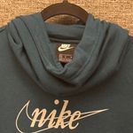 Nike Womans Hoodie Small Center Logo Swoosh Bling Silver Cowl Neck Sweatshirt Photo 1