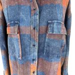 Vintage Havana small blue orange long sleeve button down flannel shirt shacket Photo 6