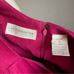 Vintage Linen Dress 1980s Hot Pink Fuchsia Square Neckline Shoulder Pads Petite Size 8P Photo 2