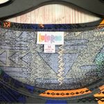 LuLaRoe  Julia Blue Geometric Print Elbow Sleeve Midi Dress Photo 4