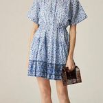 J.Crew Pintuck Mini Shirtdress Bandana Block Print Organic Cotton Blue M NWT Photo 3
