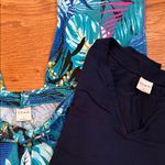 Soma Cool Nights Pajama Set Navy V-Neck Top & Tropical Print Pants Size L Photo 7