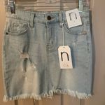 Nature Denim  Lightwash Distressed Miniskirt NWT Photo 0