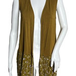 LOGO By Lori Goldstein Vest Womens XS Brown Chiffon Floral Bottom Boho Hippie Photo 0