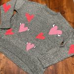 Lou & grey Gray Sweater Red Pink Winged Hearts Womens Small Photo 1