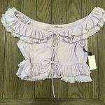 ASTR The Label Women's Lavender Pintuck Tie Front Crop Top Ruffle L NWT Photo 1