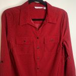 Rebecca Malone  Black Red Geometric Blouse Sz Medium Photo 6