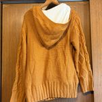 Amazon Women's  Cable Knit Toggle Sweater Sherpa - Mustard/Brown - Size M Photo 1