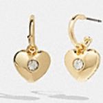 NWT  Heart Huggie Earrings - Gold Comes on Coach Earring Card Photo 7